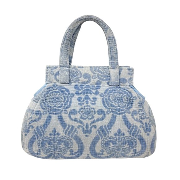 Vivienne Westwood Vintage Orb Logo Terry Cloth Tote Bag Blue Cotton [106235] - Picture 6 of 15